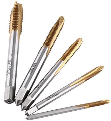 Gewindeschneidwerkzeug, 5 Stück Maschinengewindebohrer Set Gewindebohrer Bohrer M3 Bis M8 Vorwärts-Späneauswurf, Gewindefräser