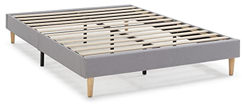HOMN LIVING Base tapizada Aura 160x200 cm Color Gris Claro, somier tapizado, 30 cm Altura