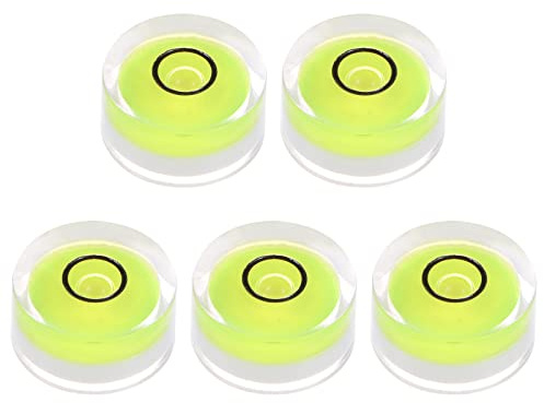 sourcing map 5pcs Ronde Bulle Niveau 18X9mm Mini Circulaire Bulle Niveaux pour Nivellement Appareil Photo Trépied Télescope Atelier Plateau Tournant Photos Cadre, Citron Vert