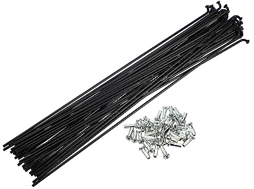 QUARKZMAN 40 Pezzi Raggi per Bicicletta a J da 14G con Nippli, Nero