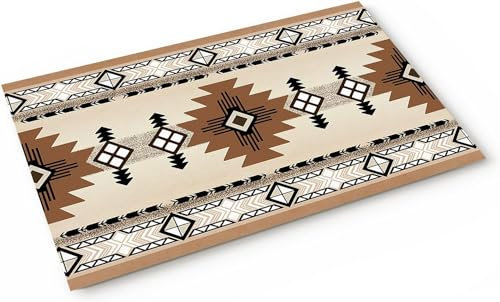 Jfniub Boho Western Bath Mat, Southwest Native American Indian Geometry, 24x36, Cotton (Pile), Vinyl (Backing), Non Slip, Machine Made, Fun, High Pile, Unisex, Lgy7068, Indoor, Bathroom