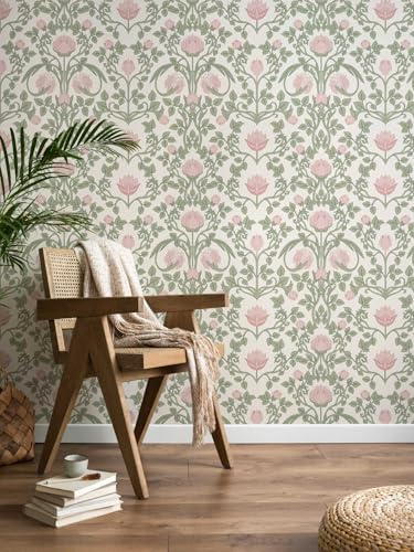 YXTII Papel tapiz floral para despegar y pegar, papel tapiz retro, papel tapiz victoriano, papel tapiz autoadhesivo para dormitorio, decorativo, autoadhesivo, para estantes y cajones (floral, metros,