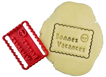 3DKOUPE - Emporte-pièce petit beurre - Bonnes Vacances - Couleur au choix - Conçu et fabriqué en France