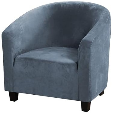 HOMECOVER Funda de Sillón Elásticas Chesterfield Terciopelo Lavable Funda De Sofá para Silla De Club Funda para Sillón para Sala De Estar Restaurante Bar-Gris Azul-Large