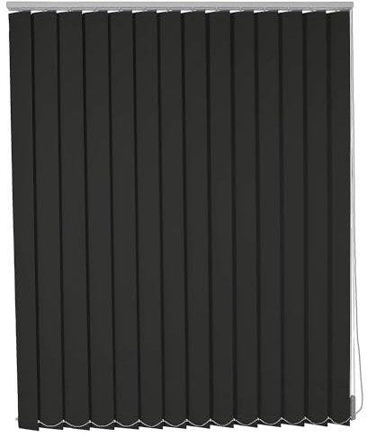 LRYELWA Schiebevorhänge Set Nach Maß,Verdunkelung Lamellenvorhang Schwarz Vertikaljalousie,Flächenvorhang für Schiebetüren und Fenster,Breite 50cm-180cm,Anpassbar,Breite x Höhe (170cm x 100cm)