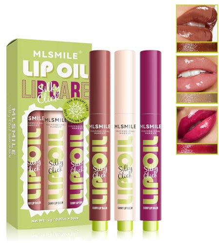 CLY AMS Plump Lipgloss Lip Oil Set, Fat Lip Oil High Impact Lip Color,Press Lipstick Solid Moisturizing Lip Balm Mirror Lip Oil,Shiny Lip Gloss,Transferproof Wear&Long Lasting Non-Sticky(1PCS)
