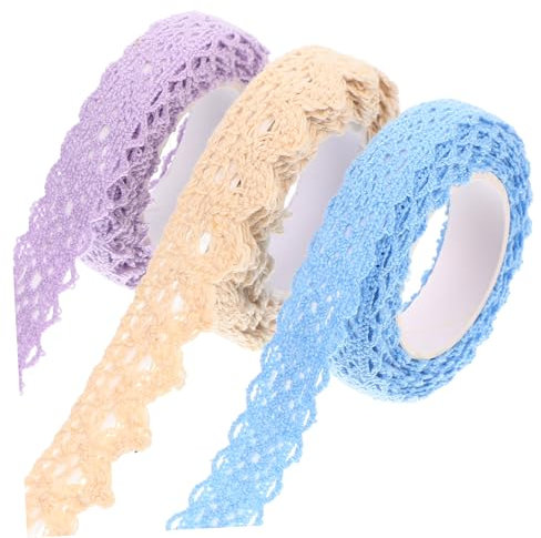 NUOBESTY 3rollen Elegante Spitzenbänder Selbstklebend Dekorative Stoffbänder Für -projekte Scrapbooking Und Hochzeitsdekoration Verschiedenen Farben