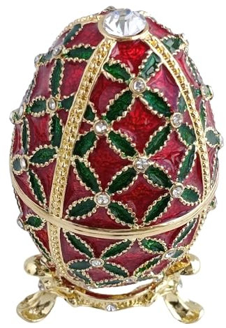 zltSunshine Emaille-Osterei-Schmuckkästchen, Ringe, Halsketten, Ohrringe, Schmuckkästchen, handbemalt, Fabergé-Ei-Behälter für Zuhause und Büro