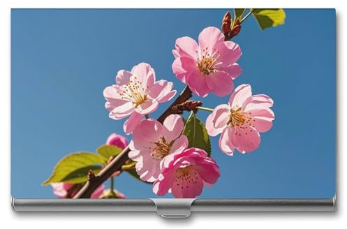 RKJVB Visitenkartenhalter, rosa Blumen, schlankes Visitenkartenetui, professionelle Namenskartenhalter, Geldbörse, Namenskarten-Organizer, minimalistische Tasche, Kartenetuis für Männer und Frauen,