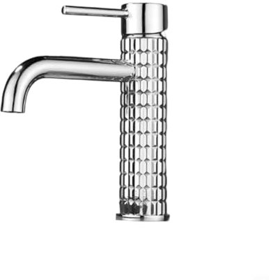 FUBESK Artistic Carving Badezimmer-Waschbeckenarmatur, Aufsatz-Spültisch-Mischbatterie, Warm- und Kaltwassersteuerung, Edelstahl, Kupferstruktur, Grau, Gold, Silber (Silber)