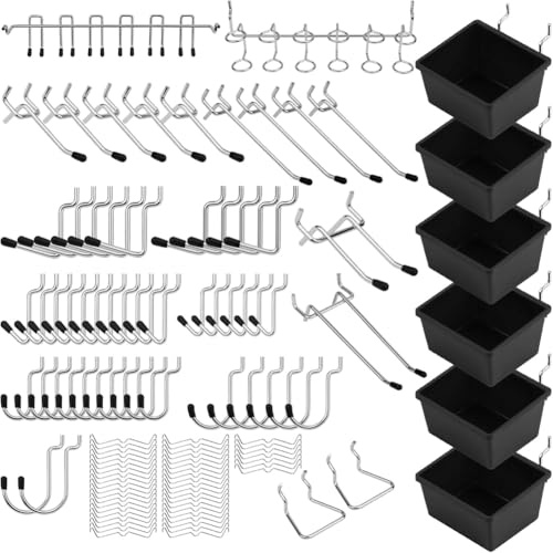 Kznifmk Assortiment de 121 Crochets pour Panneaux Perforés - Accessoires Durables pour Panneaux Perforés, pour L'Organisation des Outils, Idéal pour Garage, L'Atelier