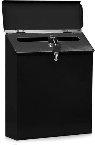 Boîte aux Lettre Mural Noire Résistante Intempéries, Boîte Métallique Rétro Acier Inoxydable Extérieur