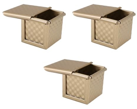 3Pcs Square Loaf Pan with Lid Toast Mold Bread Pan Pullman Loaf Pan with Cover Non-Stick Mini Water Cube Toast Box