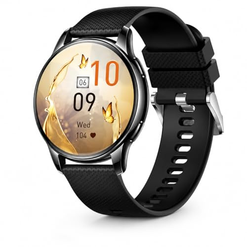 AngLink Lunawatch - Smartwatch,1.32 AMOLED mit Herzfrequenzmesser, Schlafanalyse, Zyklustracking und 120+ Sportmodi, IP68 Wasserdicht, Kompatibel mit iOS und Android, Schwarz