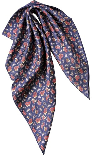 Prettystern herr dam rent siden bandana handrullad sidenhalsduk unisex Nickitduk, 63B mörkblå Paisley, 53/53 cm, handgerollter Saum
