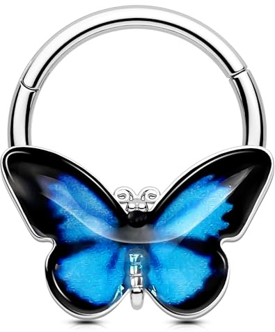 OUFER Body Piercing Septum Rings 16G Helix Earring 10mm Hinged Segment Ring Hoop 316L Stainless Steel Butterfly Daith Tragus Conch Cartilage Piercing Jewellery