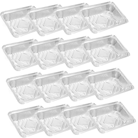 PRETYZOOM 20 Piezas Bandejas Desechables para Barbacoa para Asar y Cocinar Diseño Cuadrado Superficie Espejo Resistente y No Tóxico