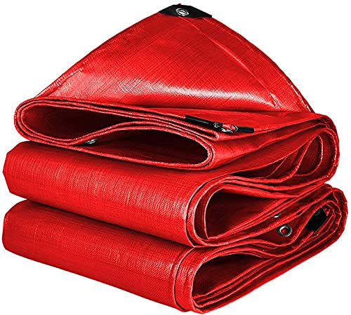 Telone impermeabile rosso, 3 x 4 m, multiuso, anti-UV, resistente agli strappi, con occhielli rinforzati, per campeggio all'aperto, roulotte e protezione resistente.