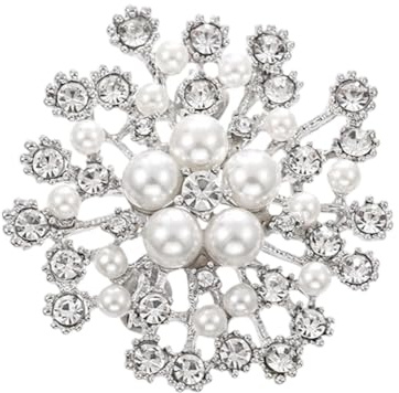 BEAMARKER Vit strass pärla brosch legering brud pärla blomma brosch nål kristall blommig nål klänning smycken tillbehör för kvinnor kvinnor fest bröllop bankett ceremoni alla hjärtans dag gåva