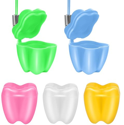 Cabilock 5 Piezas Caja para Guardar Dientes de Leche Unidades Caja Tapa para Collar de Dientes de Leche Funda Recuerdo de Color