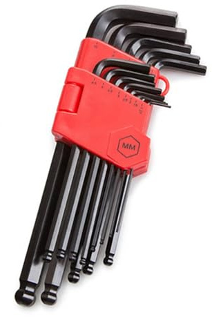 Fyearfly Juego de 13 llaves hexagonales métricas en forma de L para un fácil acceso, acero duradero 40Cr