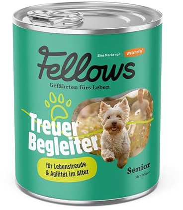 Fellows Treuer Begleiter Nassfutter für Hunde – Senior Hundenassfutter mit Insektenprotein, getreidefreie Rezeptur, leicht verdaulich (800 g (6er Pack))
