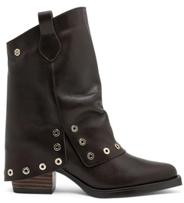 Porronet Botas Doble Faz De Piel Moka Con Tachuelas Flavia