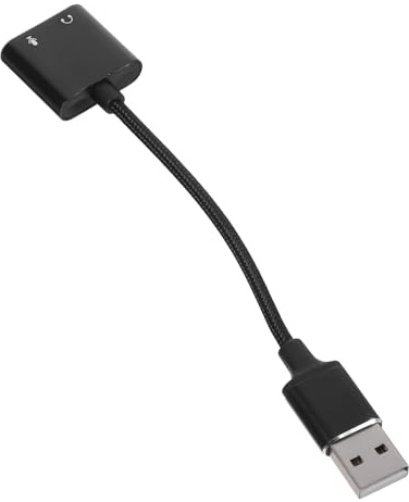 LOLIPPYY Adaptador de Audio USB para Auriculares y Micrófono para PC y Tabletas, Tarjeta de Sonido Externa Negra, Plug and Play, Compatible con Múltiples Dispositivos, Cable Divisor