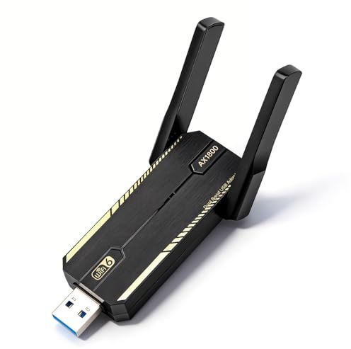 AX1800 WiFi 6 USB Adapter, Dual Band 2.4G+5G Wireless Network Dongle, High Gain Antenna, Plug & Play for Windows 11/10, USB 3.0 WiFi Receiver for Desktop PC Laptop Gaming