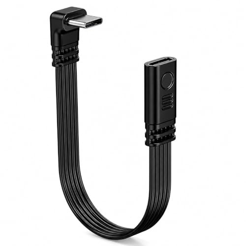 AYHYHLJZJ Kurzes 90 Grad USB C Verlängerungskabel 15cm, USB C 90 Grad Verlängerungskabel Typ C 15cm, USB C Kabel Winkelstecker Stecker zu Buchse für Datenübertragung und Aufladen, Rechter Winkel