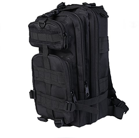 Lily Chan Military Tactical Rucksack Oxford Rucksack Assault Pack Sport Outdoor Gym Rucksack für Camping Wandern Reise Trekking Bag, Schwarz, 25L (Schwarz)
