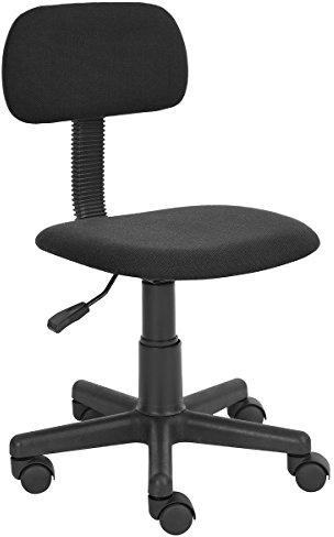 FURNISH - Silla de oficina, 37 x 40 x 74 – 86 cm, tejido con patas de plástico, altura ajustable, ruedas giratorias, color negro