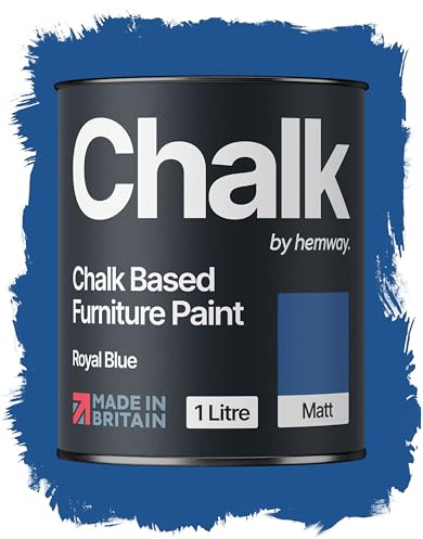 Hemway Chalk Based Furniture Paint, Royal Blue 1L, Matt Finish | Shabby Chic, Chalk Paint Furniture & Walls, Quick Dry & 1 Coat