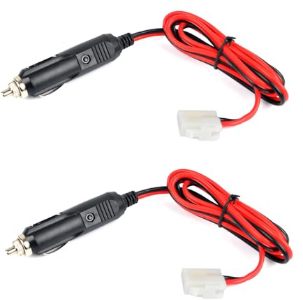 UAYESOK Mobile Radio Power Cable, T Shape 12V DC Power Cord Power Cigarette Lighter LED Lights for Icom 2730a Yaesu Kenwood BTECH uv-25x2 Anytone at-778uv Mobile Transceiver (2 Pack)