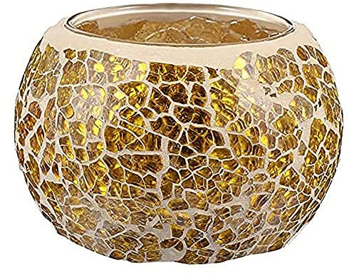ANCLLO Portavelas perfumado de cristal de mosaico, hecho a mano, romántico portavelas de cristal para aromaterapia, decoración de fiestas (sin velas)
