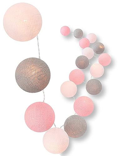 CREATIVECOTTON Batterie LED Lichterkette mit 20 Cotton Balls inkl. Timer und Dimmer (Home Sweet Home)