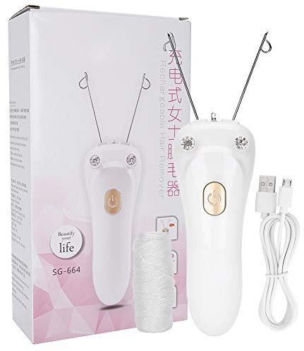Epilatore Elettrico con Filettatura, Donna Filo di Cotone Corpo Rasoio Rimozione Filettato Elettrica dei Peli Viso Ricarica USB per Femminile Facciale Gambe Braccia Massaggiatore Bellezza Braccio