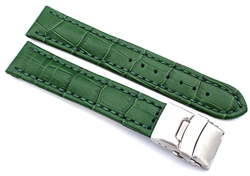 Sulla Klockband alligator prägling äkta läderarmband med spänne i rostfritt stål, 18mm