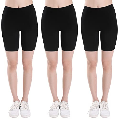 INNERSY Cykelbyxor, flickor, bomull, korta leggings, under klänning för tonåringar 8–16 år, 3-pack, 3 svart, 10-12 År