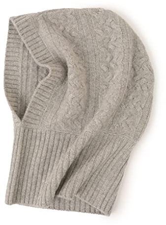 Prettystern Damen Herren 100% Kaschmir Kapuzen-Schal, weiche Schalmütze mit Kordelzug, warmer Loop Schal mit Kapuze