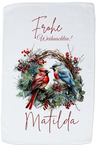 GRAZDesign Persönliches Geschirrtuch zu Weihnachten personalisiert mit Namen 60x40cm