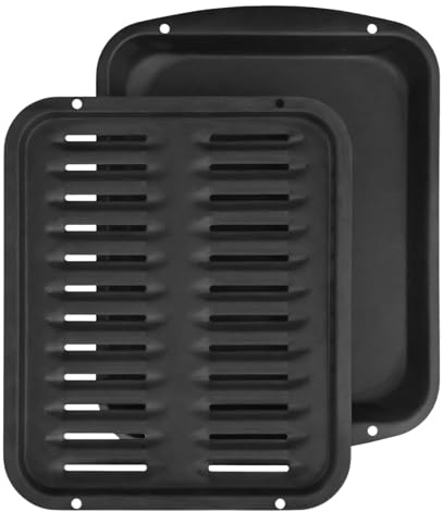 Broiler Pan for Oven Nonstick 16.75” x 13” Ceramic Coated - Broiling Pan for Oven Withstands Heat up to 550° F - Heavy Duty Broil Pans and Rack Circulate Heat and Drain Fat (Black)