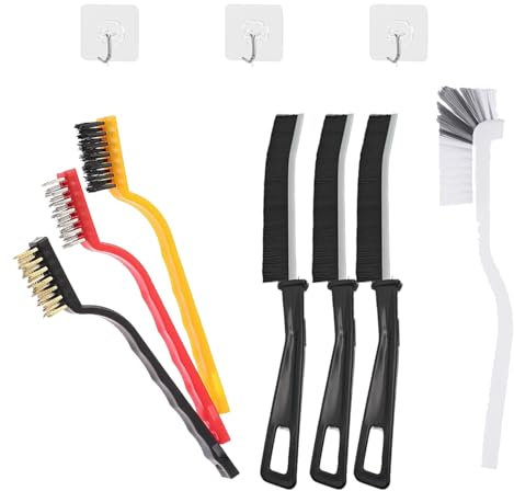 Furforstk bad 7-teilige Fugenreinigungsbürste, Bad-Reinigungsbürste, Eckenreinigungsbürste, Cleaning Brush mit 3 Stück Fugenbürste + 3 Drahtbürste + 1 Topfbürste