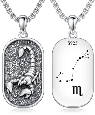 enjoylifecreative 12 collane con segno zodiacale per uomo e donna, in argento Sterling 925, con costellazioni dell'oroscopo, per compleanno, astrologia, idea regalo per uomini e donne, 25.8*14.9mm