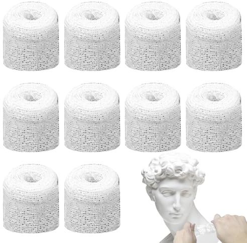 Fosoloni 10 Rollen 5 x 270 cm Gipsbinden Gipsabdruck Set, Schnelltrocknend & Hautfreundlich Gibsbindenden zum Basteln, Gipsverband für Schwangerschaft, Basteln & Modellieren
