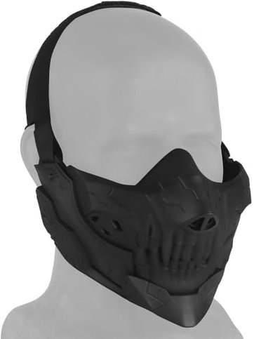 Cyberpunk Mechanical Cosplay Role-Playing Mask, Futuristic Rebel Skull Half Face Mask Tactical Airsoft Mask