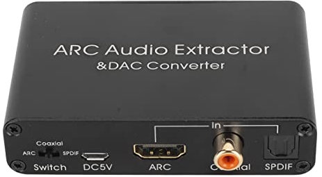 HDMI ARC Audio Extractor, 192KHz HD ARC Sound Extractor, HDMI ARC Optical Coaxial to Optical SPDIF Coaxial 3.5mm Digital Analog Sound Audio Adapter Splitter Converter for TV