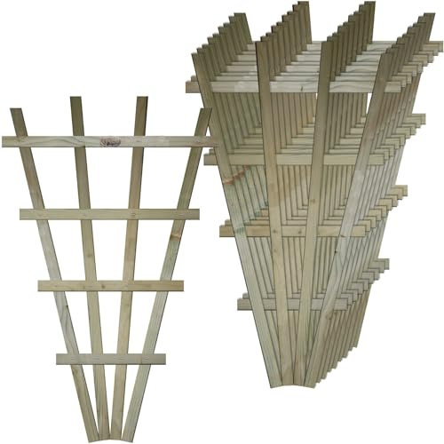 Small Fan Shaped Pack of 10 2x3ft (W: 2ft x H: 3ft) Frameless Decorative Lattice Trellis Panel Plant Grown Wall/Fence Art with Large Standard Squares Width 610mm x Height: 990mm