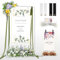 5.7ft Wedding Welcome Sign Stand, Adjustable Sign Holder with 20ft Long String Lights & 4pcs Leather Sign Hanging Straps, Heavy Duty Easel Stand for Seating Charts, Event Decor, Posters, Party