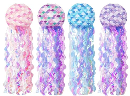 Anlising Linternas de Papel de Medusas, 4PCS Farol de Papel de Medusas, Farolillos de Papel de Medusas, Faroles de Medusas para Colgar, Linternas Decorativas de Sirena, para Festa, Bodas, Cumpleaños